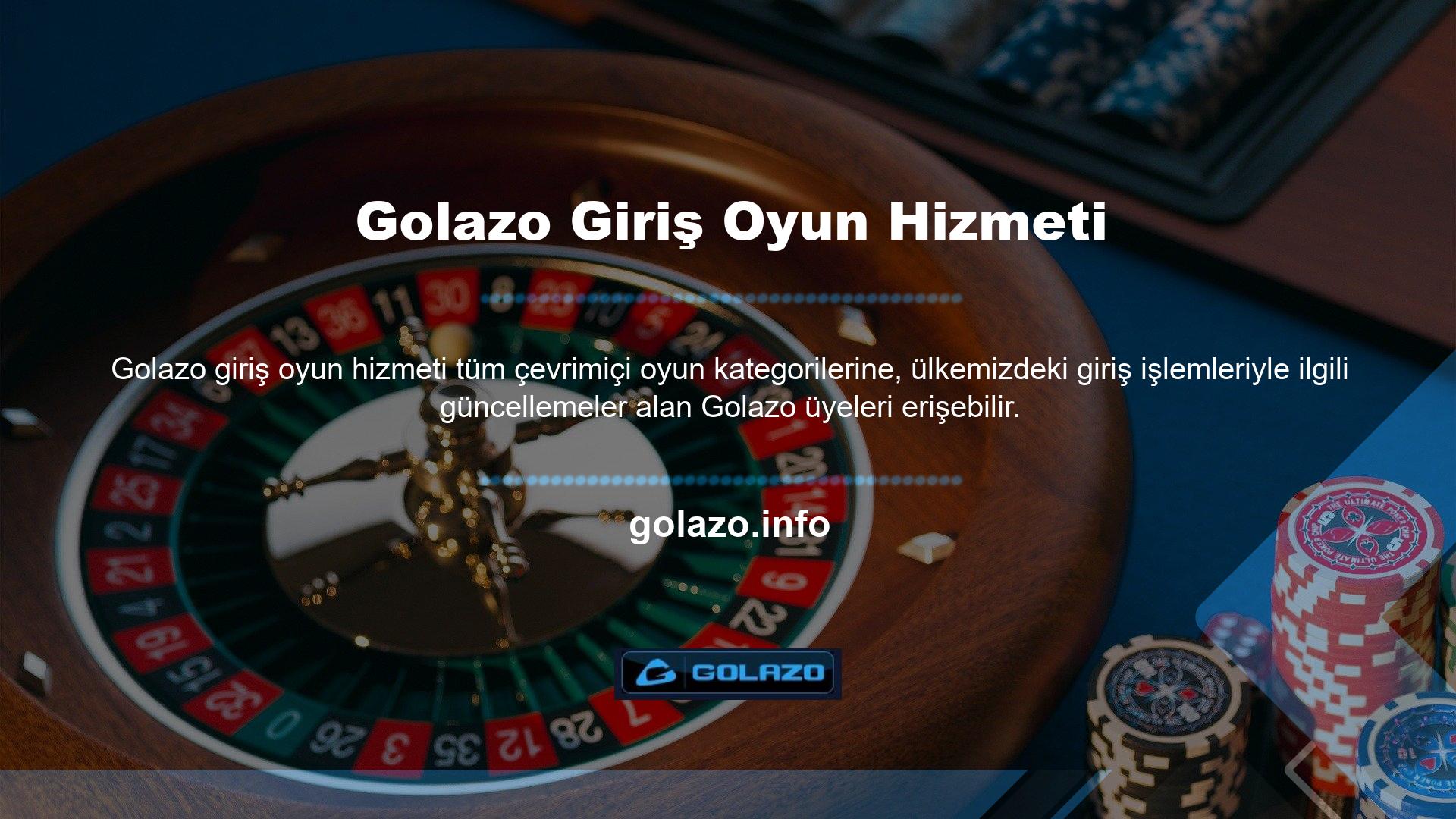 Golazo oturum açma oyun hizmeti temsilcileri, spor bahislerinin yanı sıra slot ve canlı casino oyunlarını yönetme yetkisine sahiptir
